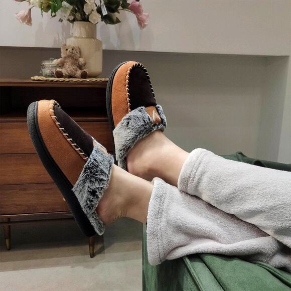 [H158] VONMAY Comfy Fuzzy House Memory Slipper Foam Slip - Warm Moccasin Style - Picture 1 of 12